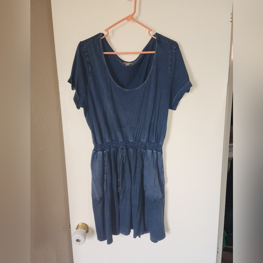 Falls Creek Blue Sundress Short Sleeve Scoop Neck
